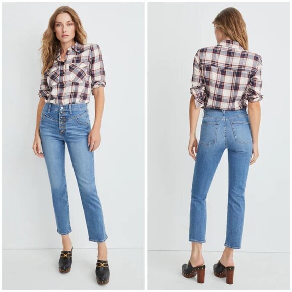 💕VERONICA BEARD💕 Ryleigh Slim-Straight Jeans Front Yoke Durango Blue 28 NWT - Picture 2 of 16